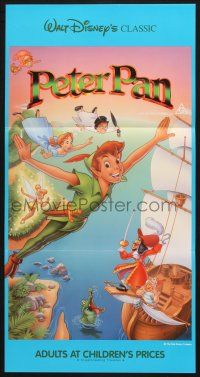 7e903 PETER PAN Aust daybill R92 Walt Disney animated cartoon fantasy classic, great art!