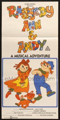 7e910 RAGGEDY ANN & ANDY Aust daybill '77 A Musical Adventure, cool cartoon artwork!