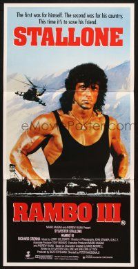 7e914 RAMBO III Aust daybill '88 Sylvester Stallone returns as John Rambo to save his friend!