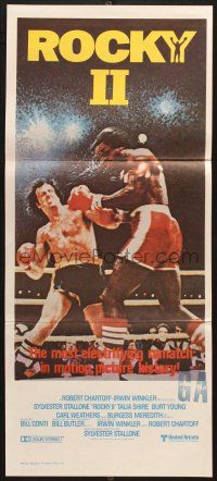 7e924 ROCKY II Aust daybill '79 best image of Sylvester Stallone & Carl Weathers fighting in ring!