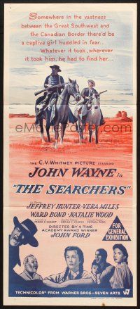 7e935 SEARCHERS Aust daybill R70 artwork of John Wayne in Monument Valley, John Ford!
