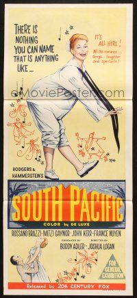 7e945 SOUTH PACIFIC Aust daybill '59 art of Mitzi Gaynor, Rodgers & Hammerstein musical!