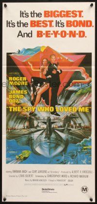 7e949 SPY WHO LOVED ME Aust daybill R80s art of Roger Moore as James Bond 007 by Bob Peak!