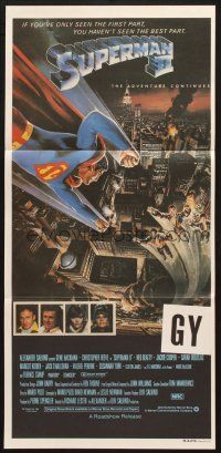 7e960 SUPERMAN II Aust daybill '81 Christopher Reeve, Terence Stamp, cool art by Daniel Goozee!