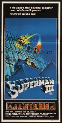 7e961 SUPERMAN III Aust daybill '83 art of Christopher Reeve flying, Richard Pryor by Larry Salk!