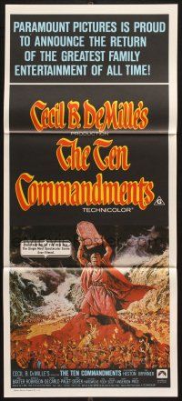 7e967 TEN COMMANDMENTS Aust daybill R72 art of Charlton Heston w/tablets, Cecil B. DeMille!