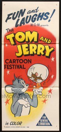 7e973 TOM & JERRY CARTOON FESTIVAL Aust daybill '60s MGM, artwork of classic cat & mouse!
