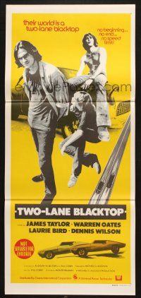 7e978 TWO-LANE BLACKTOP Aust daybill '71 James Taylor is the driver, Oates is GTO, Laurie Bird!