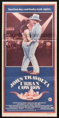 7e981 URBAN COWBOY Aust daybill '80 different image of John Travolta & Debra Winger dancing!