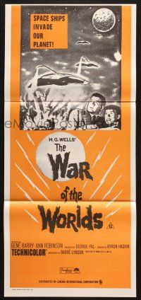 7e988 WAR OF THE WORLDS Aust daybill R70s H.G. Wells classic produced by George Pal!
