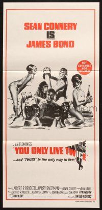 7e999 YOU ONLY LIVE TWICE Aust daybill R80s art of Sean Connery as James Bond by Robert McGinnis!