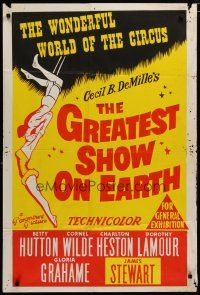 7e189 GREATEST SHOW ON EARTH Aust 1sh R70s Cecil B. DeMille circus classic, Heston, Lamour!