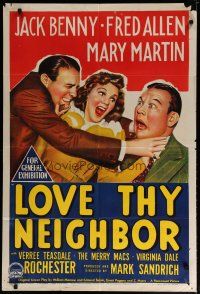 7e227 LOVE THY NEIGHBOR Aust 1sh '40 Mary Martin between Jack Benny fighting with Fred Allen!