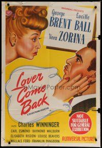 7e228 LOVER COME BACK Aust 1sh '46 pretty redhead Lucille Ball & George Brent!