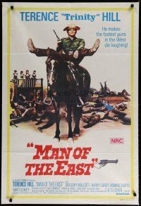 7e230 MAN OF THE EAST Aust 1sh '74 image of cowboy Terence Hill on horseback, spaghetti western!