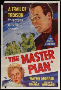 7e234 MASTER PLAN Aust 1sh '55 Wayne Morris & Tilda Thamar, communist spy thriller!