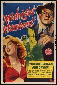7e237 MIDNIGHT MANHUNT Aust 1sh '45 sexy Ann Savage, William Gargan, 12 roaring hours of danger!