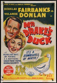 7e240 MISTER DRAKE'S DUCK Aust 1sh '51 Douglas Fairbanks Jr's duck lays radioactive eggs!