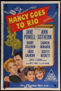 7e243 NANCY GOES TO RIO Aust 1sh '50 Jane Powell, Ann Sothern, Barry Sullivan, Carmen Miranda