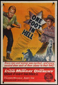 7e245 ONE FOOT IN HELL Aust 1sh '60 Alan Ladd, Don Murray, hell came to town wearing a badge!