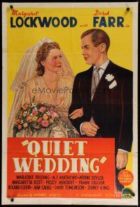 7e257 QUIET WEDDING Aust 1sh '41 Margaret Lockwood, Derek Farr, art of bride & groom!