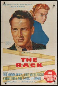 7e259 RACK Aust 1sh '56 art of young Paul Newman & sexy Anne Francis, written by Rod Serling!