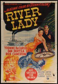 7e261 RIVER LADY Aust 1sh '48 Yvonne De Carlo, Dan Duryea, brawling story of lusty Mississippi!