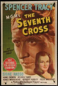 7e268 SEVENTH CROSS Aust 1sh '44 huge c/u portrait of Spencer Tracy in his greatest role, Hasso