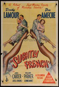 7e274 SLIGHTLY FRENCH Aust 1sh '48 art of Dorothy Lamour & Don Ameche + sexy legs!