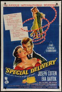 7e277 SPECIAL DELIVERY Aust 1sh '55 Cotten & Eva Bartok in hilarious international scandal!