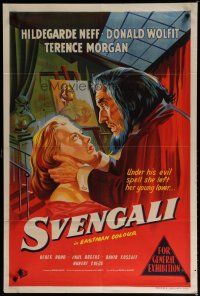7e283 SVENGALI Aust 1sh '55 sexy Hildegarde Neff was a slave to the will of crazy Donald Wolfit!