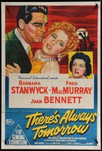7e284 THERE'S ALWAYS TOMORROW Aust 1sh '56 Fred MacMurray torn between Stanwyck & Joan Bennett!