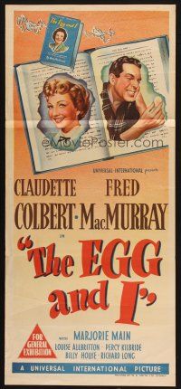 7e794 EGG & I Aust daybill '47 Claudette Colbert, MacMurray, first Ma & Pa Kettle!