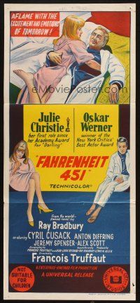 7e798 FAHRENHEIT 451 Aust daybill '67 Francois Truffaut, Ray Bradbury, Christie, Werner!