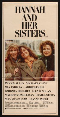7e824 HANNAH & HER SISTERS Aust daybill '86 Allen directed, Mia Farrow, Weist & Barbara Hershey!