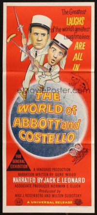 7e997 WORLD OF ABBOTT & COSTELLO Aust daybill '65 Bud & Lou are the greatest laughmakers!