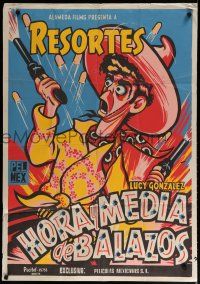 7e053 HORA Y MEDIA DE BALAZOS Colombian poster '57 Luis Aragon, Lupe Carriles, artwork by Cabral!