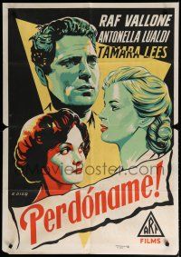 7e056 PERDONAMI Colombian poster '54 Raf Vallone loves the sister of his brother's murderer!