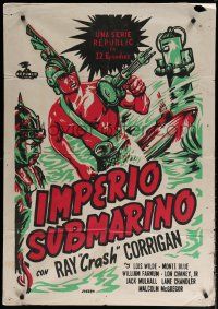7e059 UNDERSEA KINGDOM Colombian poster '36 art of Crash Corrigan, wacky Republic sci-fi serial!