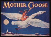 7e011 MOTHER GOOSE stage play English herald '30s Crossley art of mom flying huge goose!
