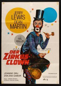 7e478 3 RING CIRCUS German R72 Dean Martin, Joanne Dru, Gabor, cool art of clown Jerry Lewis!