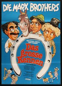 7e534 DAY AT THE RACES German R82 great different cartoon art of the Marx Brothers, horse racing!