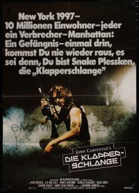 7e549 ESCAPE FROM NEW YORK German '81 John Carpenter, different image of Kurt Russell w/rifle!
