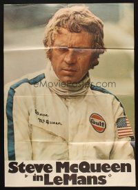7e595 LE MANS German '71 close up of race car driver Steve McQueen in personalized uniform!