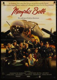 7e618 MEMPHIS BELLE German '90 Matt Modine, Sean Astin, cool cast portrait by WWII B-17!