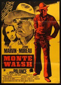 7e622 MONTE WALSH yellow style German '70 art of cowboys Lee Marvin & Jack Palance, Jeanne Moreau!