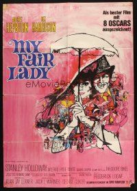 7e629 MY FAIR LADY German R72 classic art of Audrey Hepburn & Rex Harrison by Bob Peak!