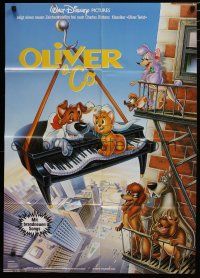 7e635 OLIVER & COMPANY German '88 great art of Walt Disney cats & dogs in New York City!
