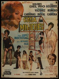 7e026 HOUSE OF WOMEN Mexican poster '66 Dolores del Rio, lots of photos of sexy girls!