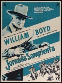 7e032 SINISTER JOURNEY Mexican poster R50s William Boyd as Hopalong Cassidy, cool western artwork!